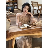 Ретро осенний лонгслив, платье, длинная юбка, китайский стиль, облегающий крой