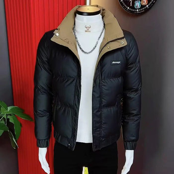 Simple cotton coat men's winter trendy stand collar cotton coat