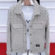 ເສື້ອກັນໜາວຜູ້ຊາຍແບບເກົາຫຼີ trendy and handsome men's jacket slim short style internet celebrity houndstooth woolen coat