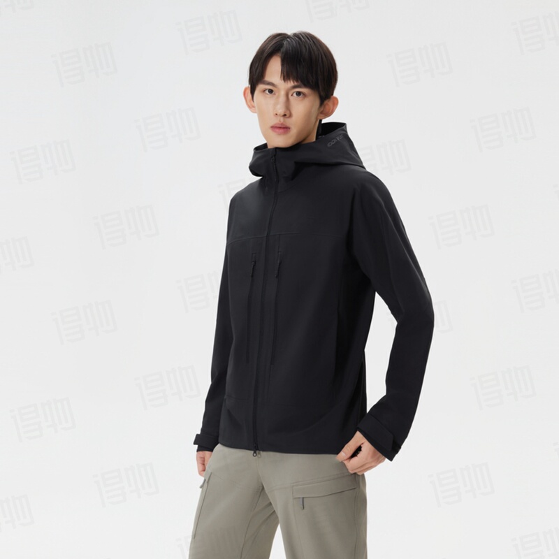 Xiaoshu Men's Double-Layer Woven Hooded Softshell Jacket with Full Rubberized Sealing Technology, Lightweight and Thin for Spring and Autumn Xiaoshu Men's Double-Layer Woven Hooded Softshell Jacket with Full Rubberized Sealing Technology, Lightweight and Thin for Spring and Autumn