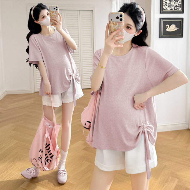 Maternity Summer Tops 2026 New Stylish and Trendy Belly-Covering Short-Sleeve T-Shirts for Petite Women, Slimming and Fashionable for Summer Maternity Summer Tops 2026 New Stylish and Trendy Belly-Covering Short-Sleeve T-Shirts for Petite Women, Slimming and Fashionable for Summer