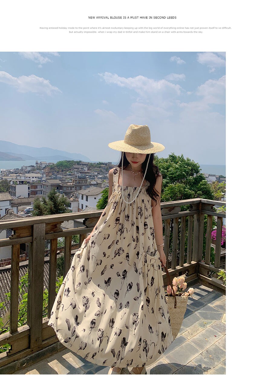 Платье для беременных 孕妇装夏装连衣裙长款雪纺碎花背带裙夏季大码田园风孕晚期吊带裙 OTHER