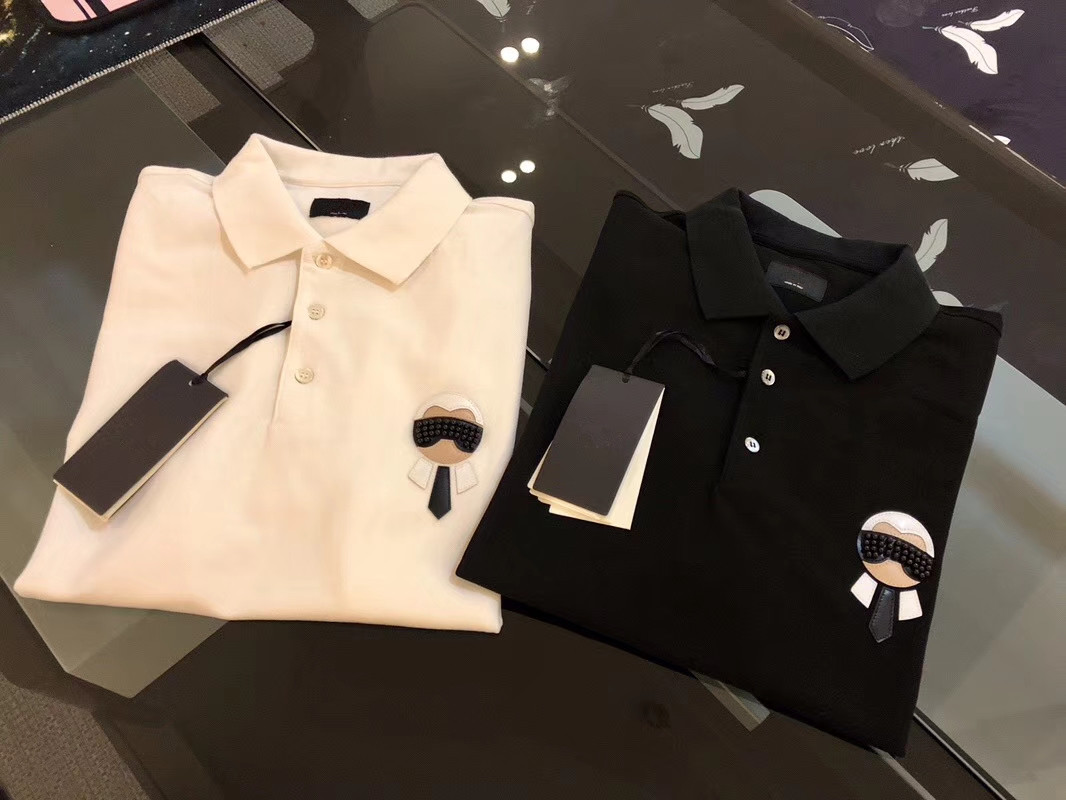 Đôi lụa hạt bông vải ~ thủy triều cổ điển đính cườm Lafayette ngắn t mỏng ve áo ngắn tay áo polo áo sơ mi nam áo sơ mi polo