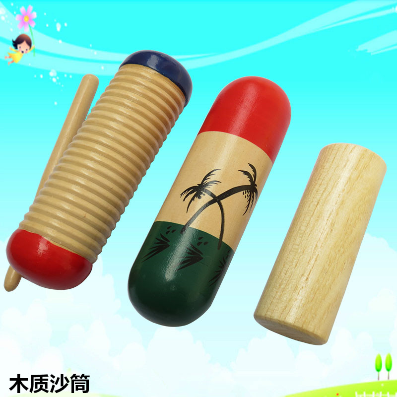 Olff percussion instrument straight cylinder frogs children instrument sand cylinder wood sand cylinder frogs sound plate sand cylinder