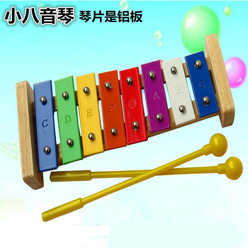 Olfe musical instrument Eight-soundtrack 8-tone harmonica Children's toy Violin Wood Base Aluminum Sheet Violin Toddler Toy Violin Toddler