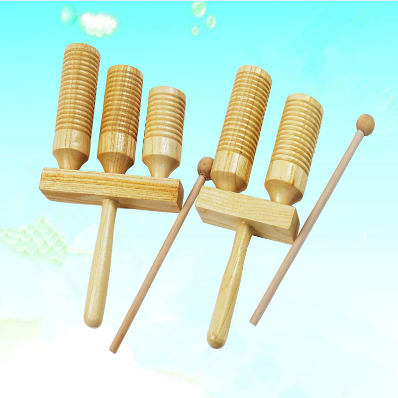 Orff percussion instrument scraping stick kindergarten early education 3 clapper ring barrel double clapper high and low clapper music