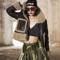 CC LIMITED2021 NEW LAMB fur FUR ONE-piece coat WOMENs SHORT Merino MOTORCYCLE LEATHER fur WINTER