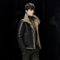 GG LIMITED 2019 NEW show motorcycle sheepskin wool one-piece leather jacket Fur jacket mens trend