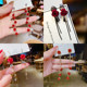 Korean New Year red rose flower earrings female long tassel earrings net celebrity temperament all-match earrings earrings trend