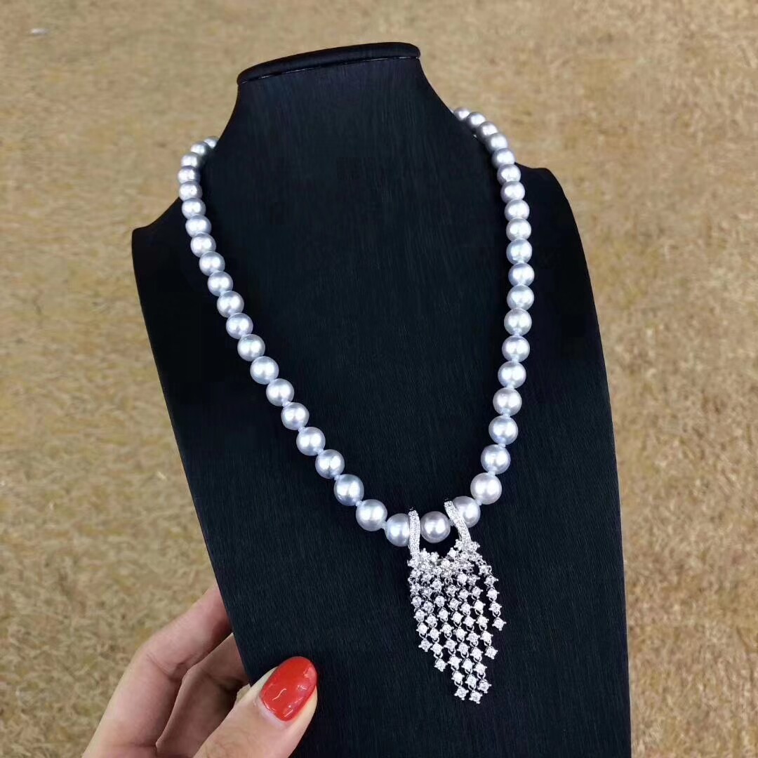 O1CN01raon4m1YOwZFaLUVz !!891893050 Silver Micro Inlaid Zircon Pearl Long Tassel Necklace Sweater Chain Accessories