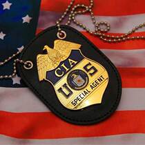 American metal badge hanging black leather bead chain pendant leather lining pad plus badge