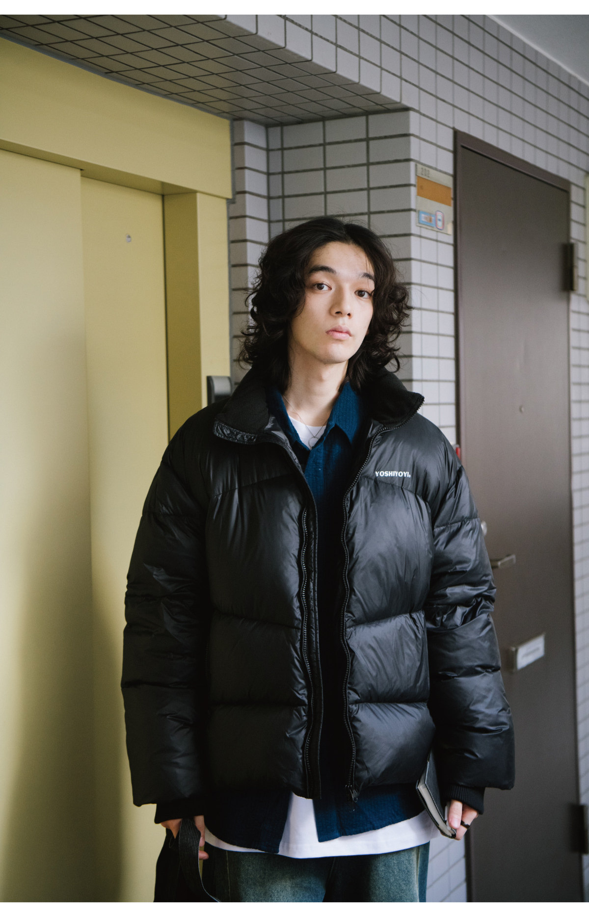ミッドナイトブルー レトロコーデュロイ長袖シャツ 有時又一 YOSHIYOYI