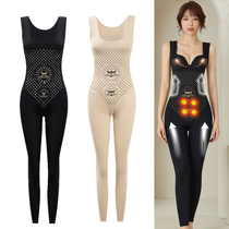 Autumn-winter new sleeveless trousers with reinforced double layer of close-up abdominal caffeine Nourishing Negative Ion Conjoined Shapewear