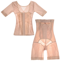 Breathable breasted strengthening waist waist split body body shaping suit female summer ultra-thin set Body underwear lifting hip arm