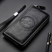 Wallet Male currents Fashion personality Long Tide Cards Genuine Leather Men With Zipper Street Hip Hop Students Soft Cow Leather