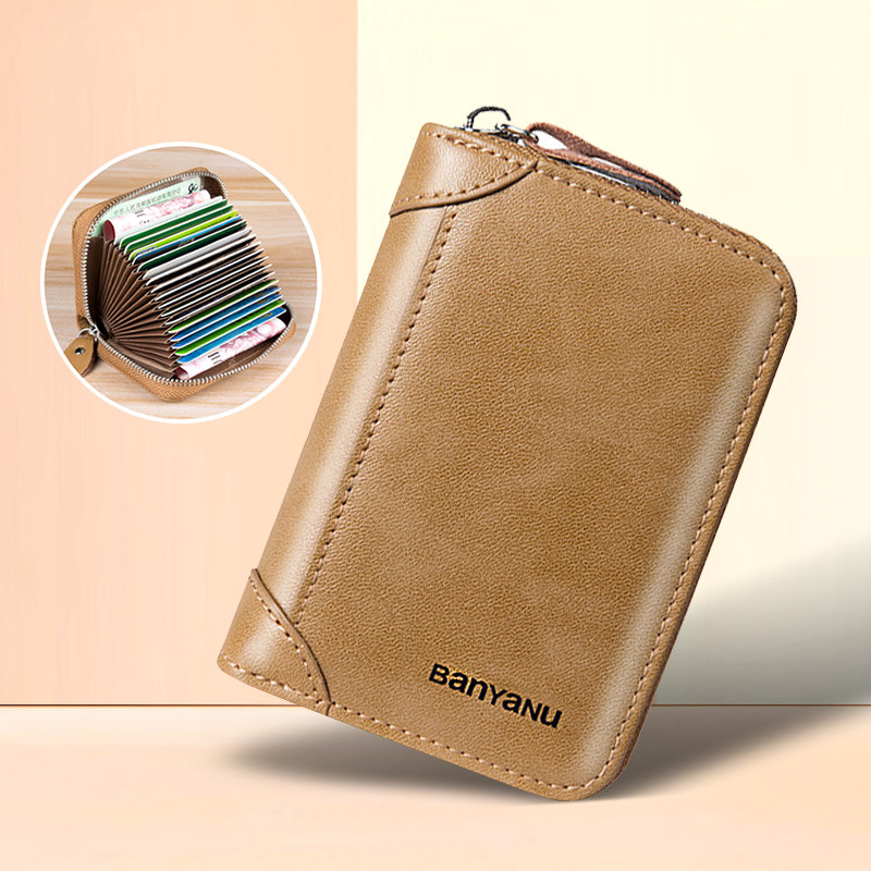 Card bag organ-style men's anti-degaussing anti-theft brush tide brand multi-card exquisite high-end big-name women's large-capacity leather