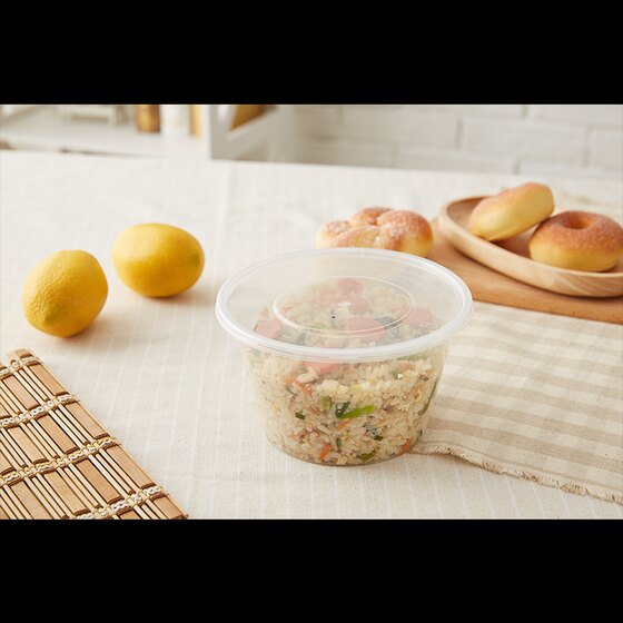 一次性饭碗筷外卖打包盒快餐具饭盒即弃碗食品级塑料碗泡面圆带盖