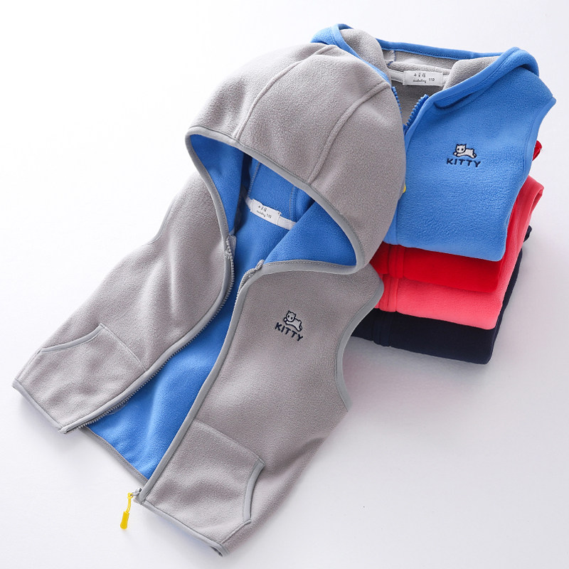 Children's waistcoat vest spring and autumn rocking grain suede male and female children's hat vest light and thin casual outside wearing a foreign send baby to catch a cashmere shoulder