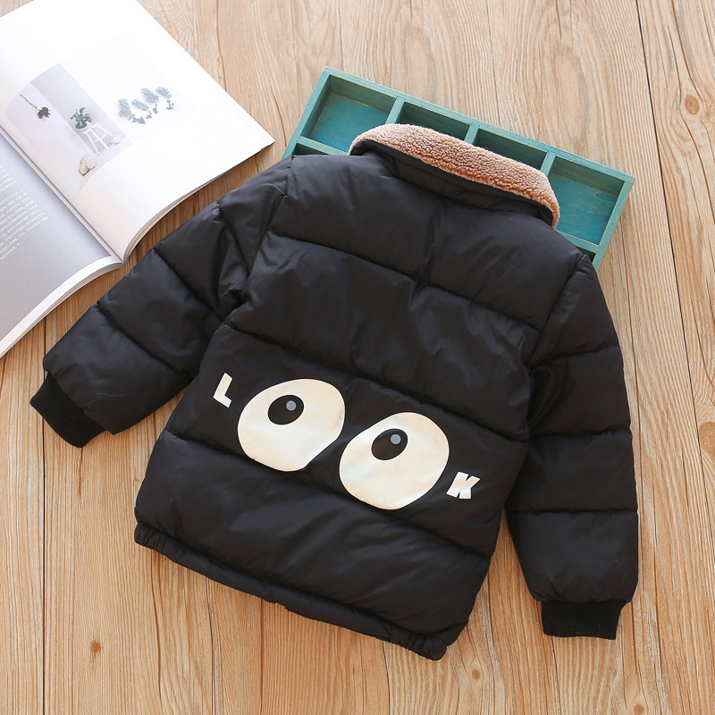 Children laid cotton jacket girl 2022 new Korean version of the Korean version boy cotton padded jacket with velvet thickened warm baby down cotton clothing