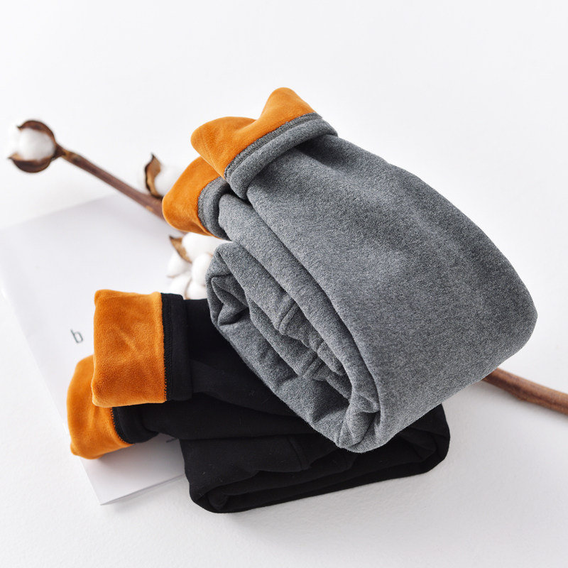 Girl Spring Autumn Plus Suede Thickened Inner Lap Pants 2022 New CUHK Tong Outer Wear Warm Long Pants Little Girl Boots Pants