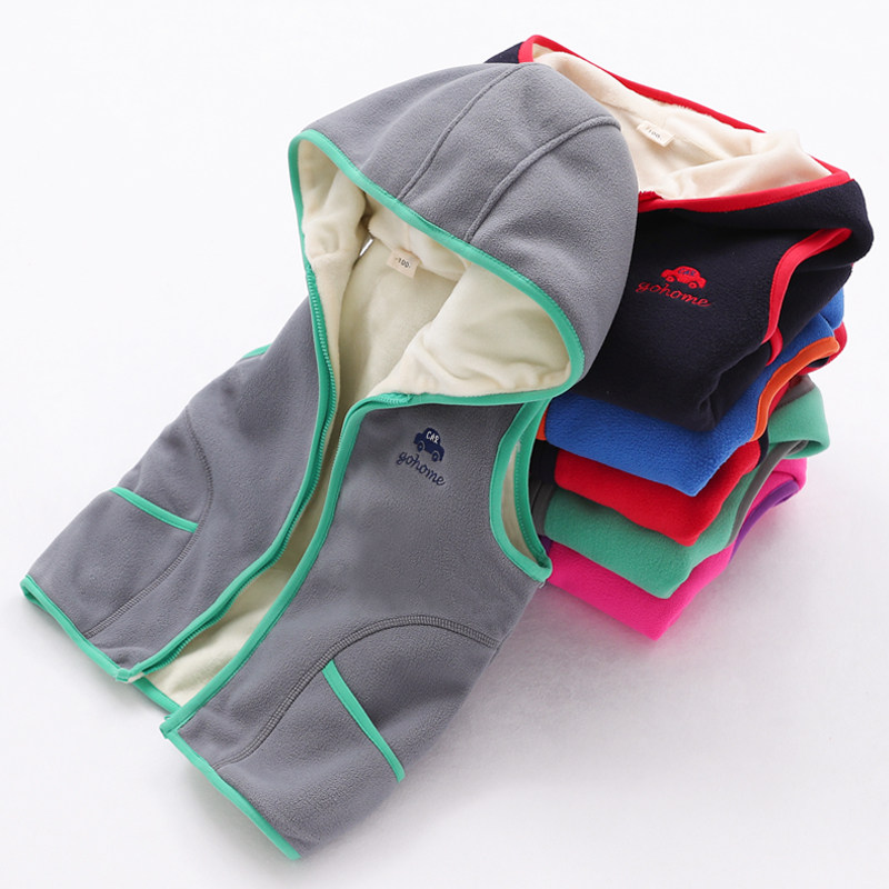 Children shake grain suede waistcoat with velvet thickened 2022 new spring autumn outside wearing waistcoat Shoulder Waistcoat Warm Cotton Jacket