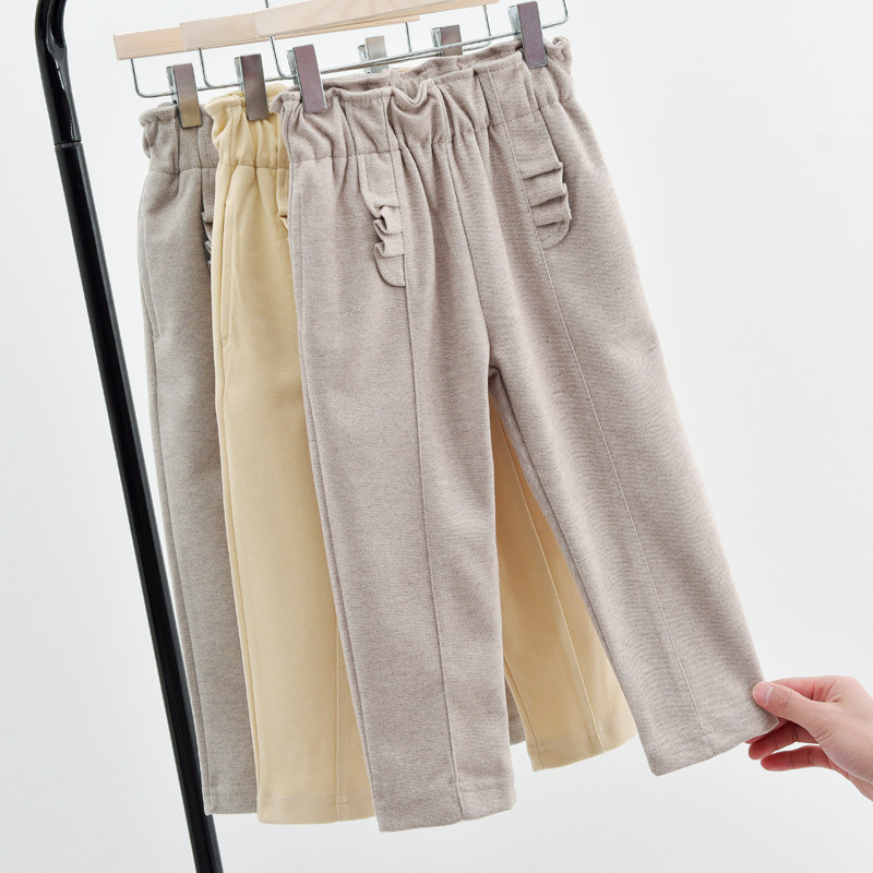 2023 New Children's Grous Grous Leisure Skin Baby Pants Girls' Single Pants Wear loose outside spring and autumn