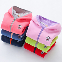 Clearance 29 9 yuan~Childrens fleece jacket Baseball uniform Mens and womens childrens spring and Autumn hooded tops Treasure fleece cardigan