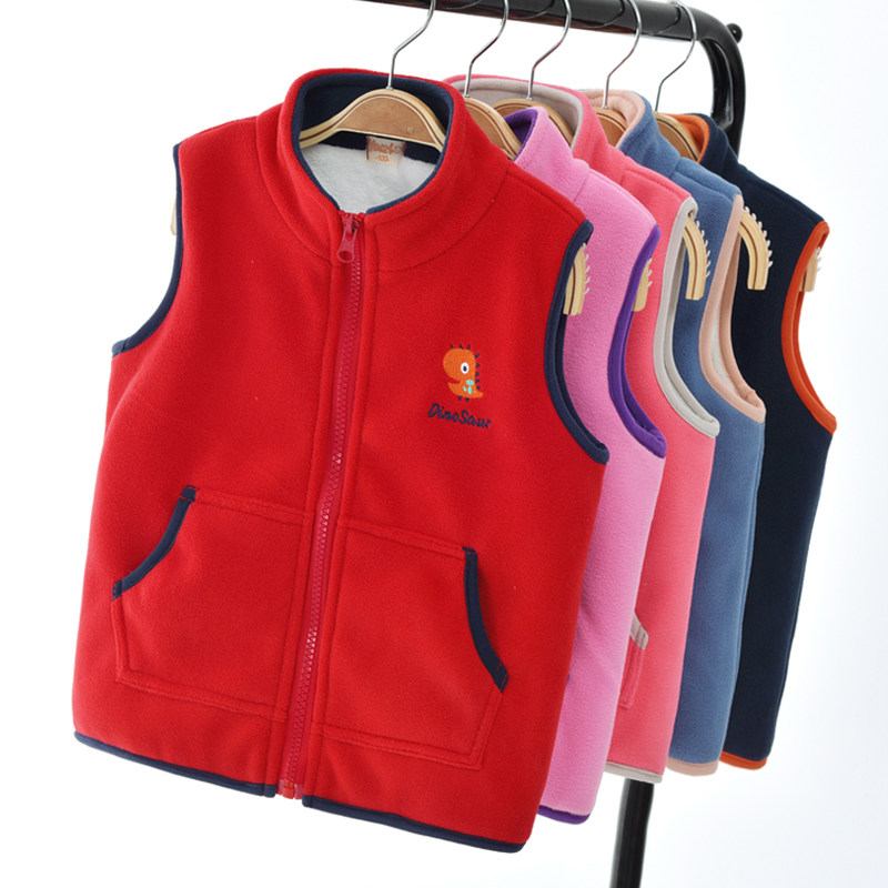 Children's vest vest plus velvet polar fleece for boys and girls 2022 new spring and autumn clothes baby winter waistcoat vest clip
