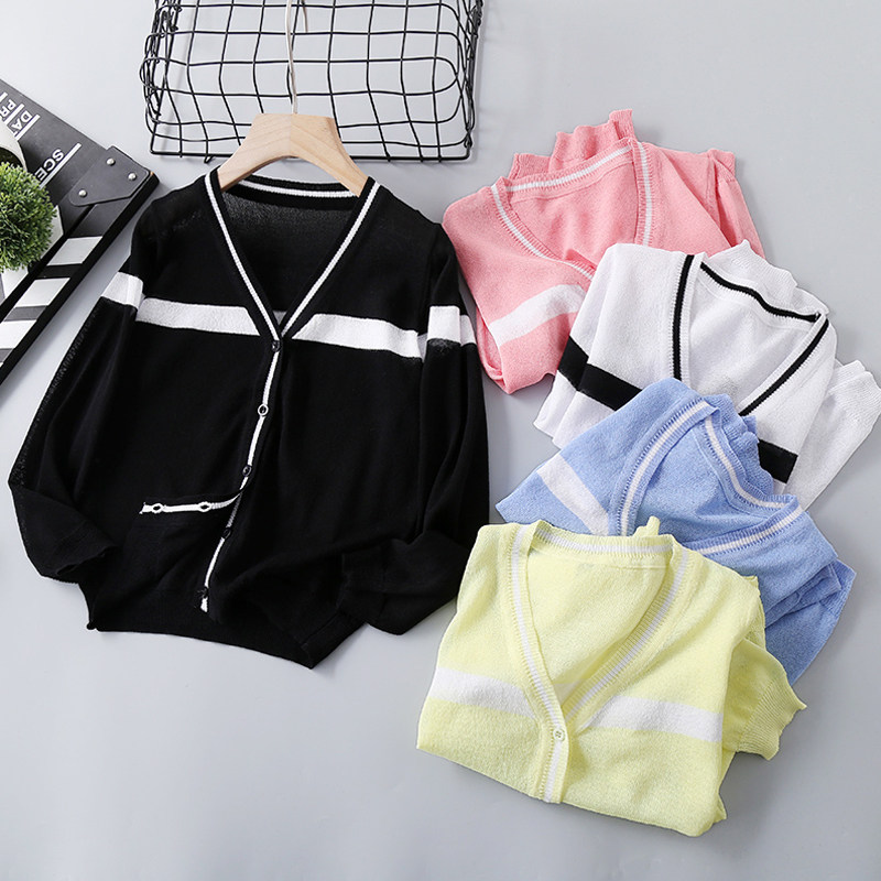 Girls' ice silk cardigan children's sun protection clothing light and anti-UV girl baby seaside beach clothing Korean version breathable