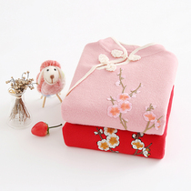 Girls Red Cheongsam Winter New Years dress Winter Female Baby Tang Dress Long Sleeve Childrens New Years Dress Chinese style embroidery