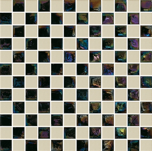 Стеклянная керамическая мозаичная плитка Черно -белая квадратная сетка Кафе Ресторан Ресторан