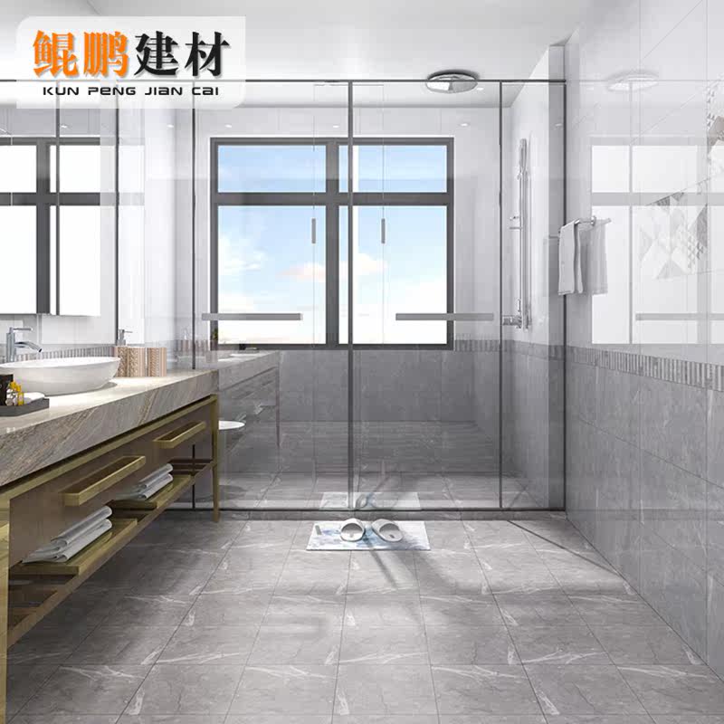 Minimalist modern deep light grey assorted floor tiles 300x600 Kitchen Makeup Room Bathroom Anti Slip Floor Brick