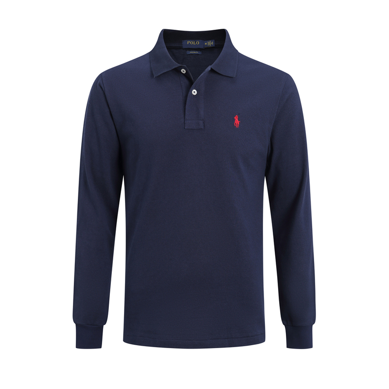 Autumn and Winter Men's Long-Sleeved Polo Shirt with Lapel, Loose Business Casual Pure Cotton Small Mesh Breathable Horse Logo Embroidery T-Shirt Autumn and Winter Men's Long-Sleeved Polo Shirt with Lapel, Loose Business Casual Pure Cotton Small Mesh Breathable Horse Logo Embroidery T-Shirt