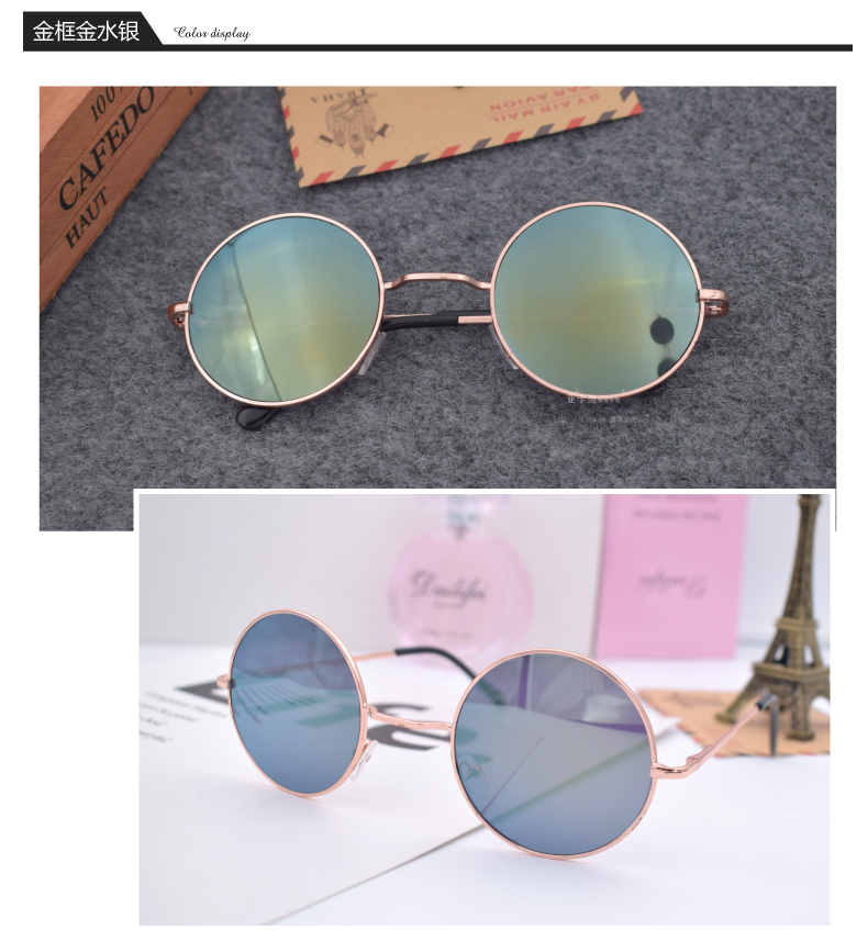 Kính râm retro kính râm kính râm kính tròn gọng kính trên bãi biển ông chủ gương nam nữ với kính râm thời trang giống nhau kính mắt
