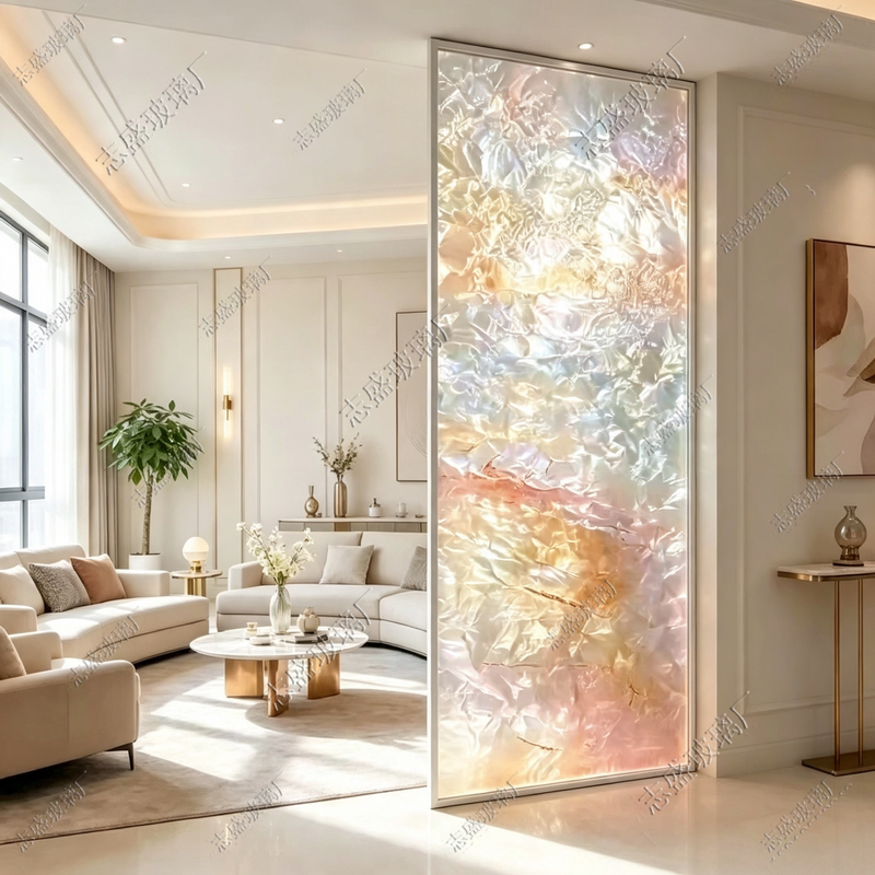 French-Style Cream Filigree Enamel Glass Screen Partition Wall for Living Room Entrance, Bedroom, Villa Decoration, and Foyer French-Style Cream Filigree Enamel Glass Screen Partition Wall for Living Room Entrance, Bedroom, Villa Decoration, and Foyer