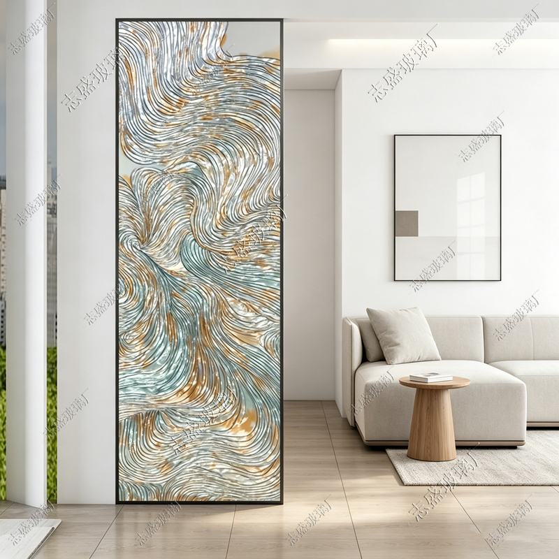 Filigree Hand-Painted Enamel Art Glass Screen Partition for Living Room with a High-End Feel, Bedroom Facing the Entrance Foyer, French Style Filigree Hand-Painted Enamel Art Glass Screen Partition for Living Room with a High-End Feel, Bedroom Facing the Entrance Foyer, French Style