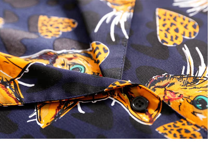 Bản gốc retro gió gió 2018 mùa thu mới CHIC gió mèo in áo dài tay phù hợp với cổ áo sơ mi mỏng các kiểu áo sơ mi họa tiết nữ đẹp