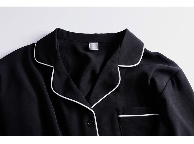 Đầu mùa thu siêu lửa sọc áo ngủ pyjama gió retro hương vị áo voan sang trọng áo dài tay áo sơ mi kẻ dài tay nữ
