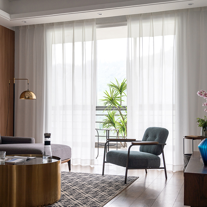 2021 new minimalist modern curtain yarn blinds light pervious white yarn custom living room floating window bedroom partition window