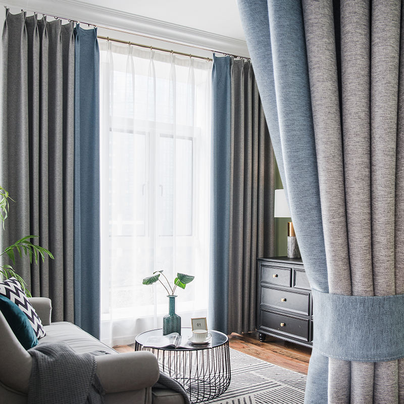 2021 new Nordic minimalist curtains shade light and luxurious modern upscale atmosphere Living room Bedroom shading thermal insulation splicing