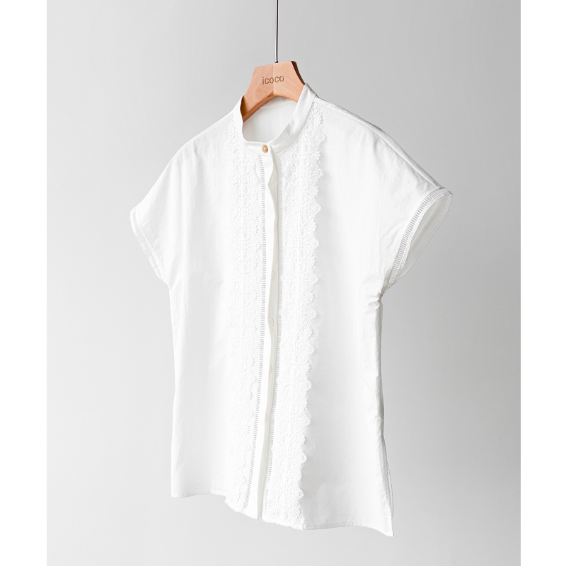 Luxury from Old Channels! Imported 100-Count Double-Strand Pima Cotton~ Heavy Embroidery, Hollow-Out Stand Collar, Loose-Fitting Shirt for Spring and Summer Luxury from Old Channels! Imported 100-Count Double-Strand Pima Cotton~ Heavy Embroidery, Hollow-Out Stand Collar, Loose-Fitting Shirt for Spring and Summer