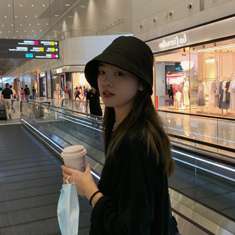 Celebrities with the same face-covering wild suede fisherman hat women's spring and autumn show face small solid color bucket hat men's tide