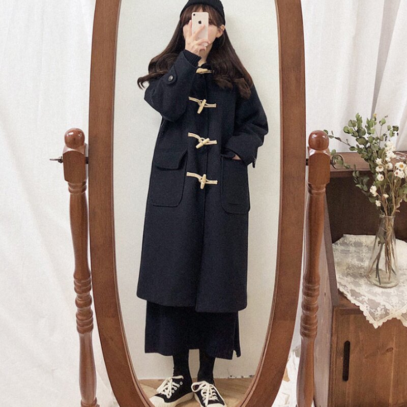 International big-name high-end women's clothing clearance pick up leak tail single processing foreign trade export original single horn button woolen coat tide