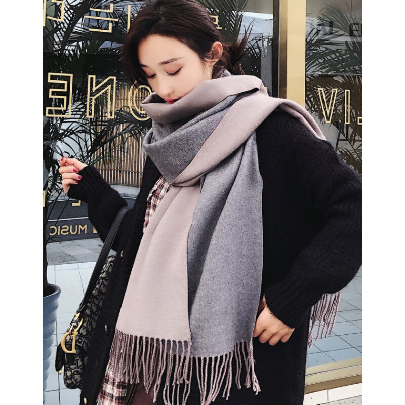 Outlets net red with the same scarf female 2022 autumn and winter new double-sided cashmere warm and thick fashion trend
