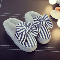 Dép cotton đế dày mùa đông Túi cao gót bằng nhung ấm áp không thấm nước Hàn Quốc dễ thương trong nhà mùa đông dày dép mang nhà