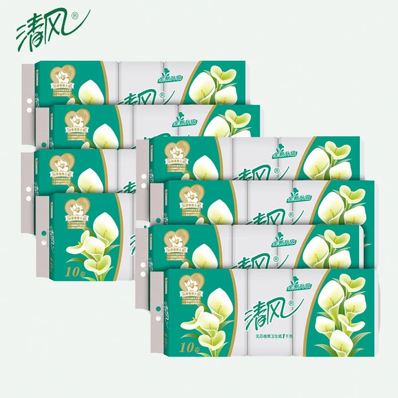 Qingfeng Rolling Paper B01B Coreless Toilet Paper for Women and Infants 1kg Toilet Paper 100g 8 Packs 80 Rolls