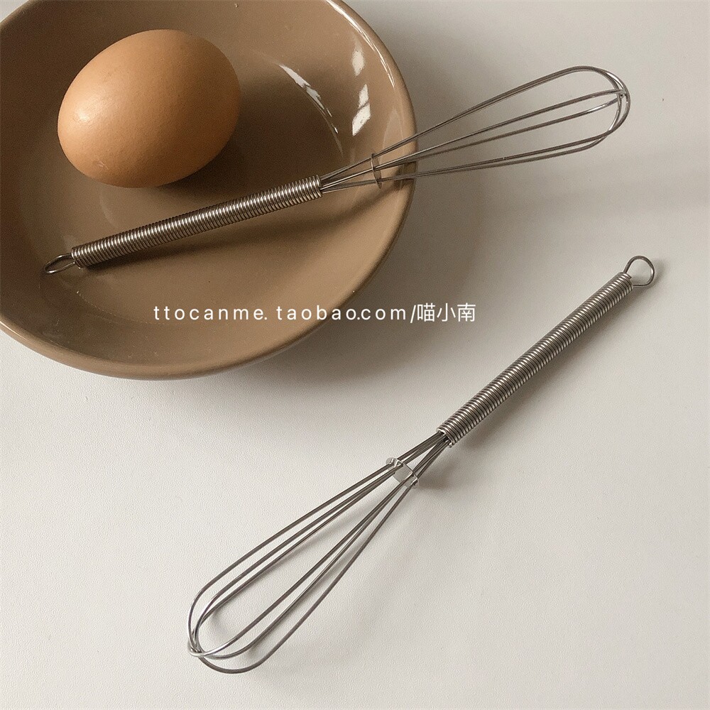 (Too Cute) Round wood column handles Mini agitators Home Stainless Steel Sticks Eggbeater Butter Cream-Taobao