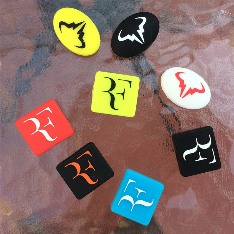 POWERTI Federer RF Words Nadal Bull Pattern Tennis Shock Absorbers Shock Absorbing Strips Silicone Softness