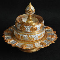 Hand-made sterling silver Manza plate 925 sterling silver Manza Nepal sterling silver gilt Manza plate