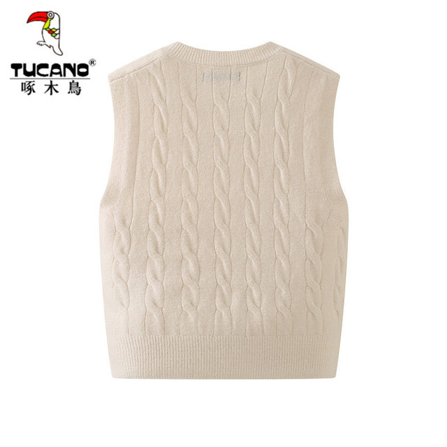 Woodpecker sweater vest ສີເທົາ vest ຂອງແມ່ຍິງ knitted ມີສີແຂງ